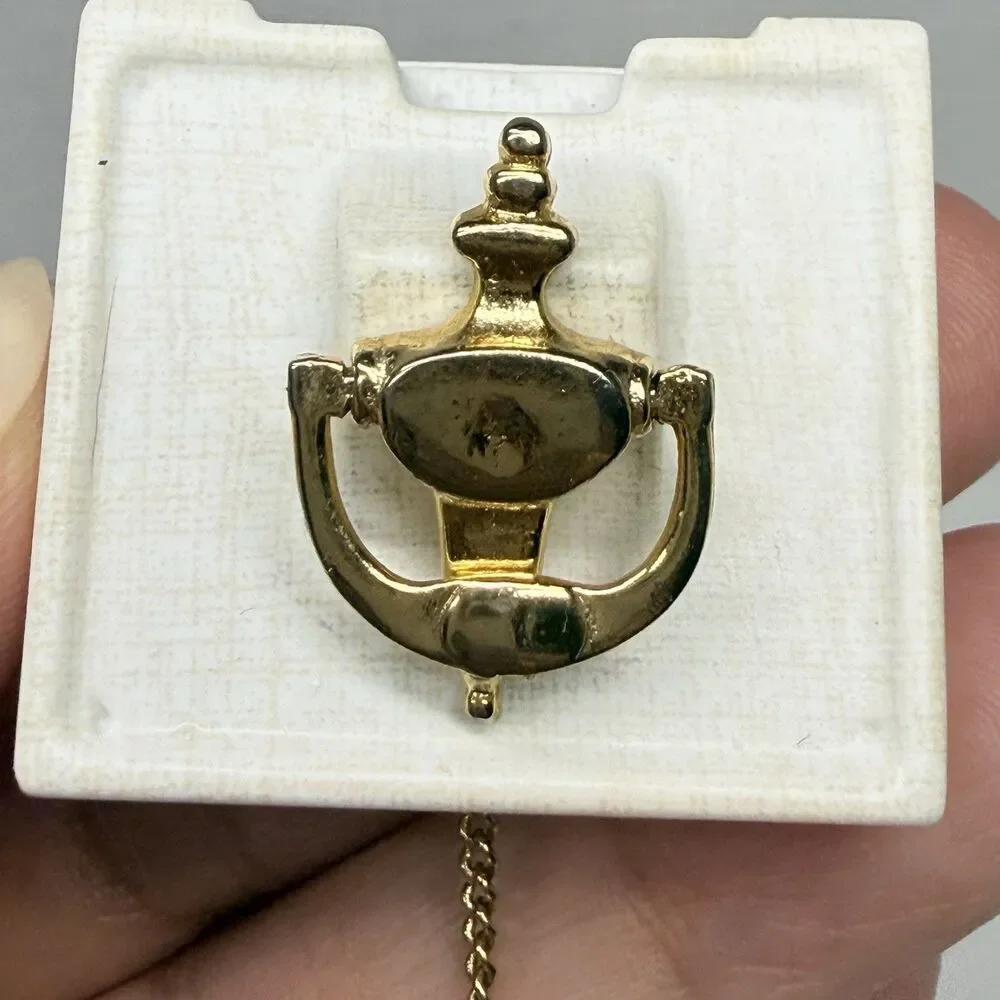 Vintage Bel-Air Gold Tone Articulated Door Knocker Tie Tack Pin